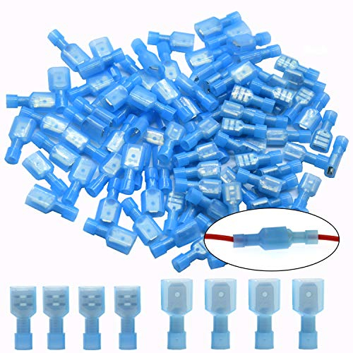 CEEYSEE Kabelschuhe x 100 -Männlich Kabelstecker x50 / Weiblich Kabelstecker x50 Flachsteckhülsen - Vollisoliertes Nylon Quetschverbinder - für 1.5-2.5 mm² Kabel(Blau/DNSL)