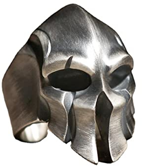 Kaytong Creative Brave Heart Spartan Warrior Mask Ring Men's Domineering Punk Hip Hop Retro Ring Opening Adjustable Size, Al3825-silver