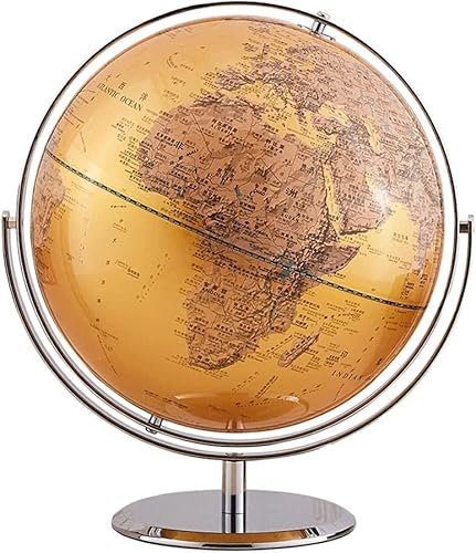 HRTC globus Neueste pädagogische Geographie-Weltkugel Desktop-Weltkugel mit goldenem Ozean und stehender, um 720 ° drehbarer Weltkugel 12 Zoll Praktisches Lehrbuch