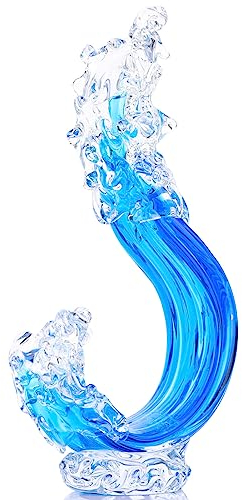 XMGZQ Murano Glasfiguren - Blaues Glas, Handgeblasene Murano Glas-Figuren für Tisch-Deko und Home Office Desktop Dekoration