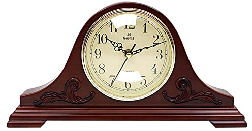 ASHILD Kaminuhr für Tischdekoration, Retro Standuhr für Kaminsims, Wohnzimmer, Schlafzimmer, TV-Ständer mit Kamin, Tischuhr aus geräuschlosem Holz