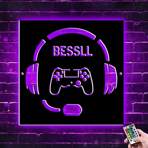 Personalized Gaming Night Light Gamer Room Decor for Boys, Custom Metal LED Night Light Sign 16 Color RGB Touch Remote Controller Lamp for Kids Teen Boys Girls Video Game Battle Signs Gift (Style 4)