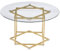Liink1Ga Couchtisch Glastisch für Wohnzimmer, Runde Couchtische Modern Couch Beistelltisch Sofatisch Rund Stubentisch mit Champagnergoldenem Rahmen und Glasplatte(Gehärtetes Glas)