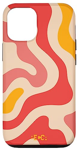 Hülle für iPhone 12/12 Pro Retro Liquid Swirl Groovy Abstraktes Muster Wave Red Phone