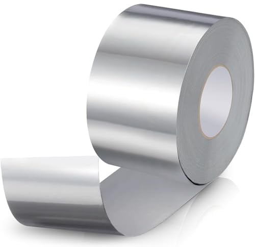 PUWOWYE Cinta De Aluminio, Cinta Aluminio Adhesiva Impermeable y Resistente al Calor, Aluminio Para Sellar para Barreras de Vapor, Sistemas de Ventilación y Aire Acondicionado (50 mm x 50 m)