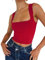 Bovldemt Vest Tops Women UK Crop Tops for Women Sleeveless Tank Tops Women Square Neck Top(S) Red