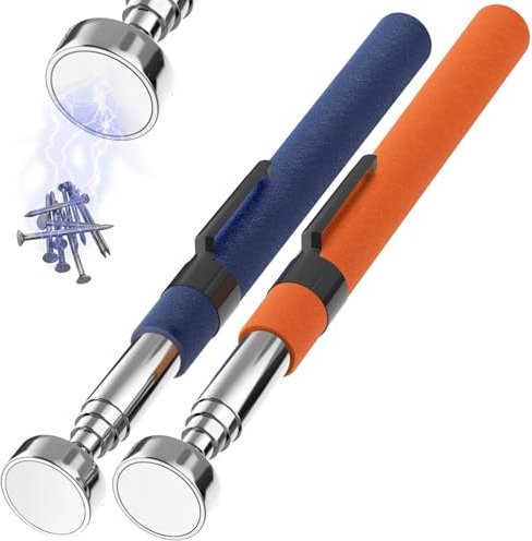 2 Stk. Stabmagnet Extra Stark 8LB Orange und Blau Teleskop Magnetstab Ausziehbar 72cm Magnetheber Edelstahl Magnet Werkzeug Telescopic Magnetic Pick Up Tool für Reparaturen Montagen Täglichen Gebrauch