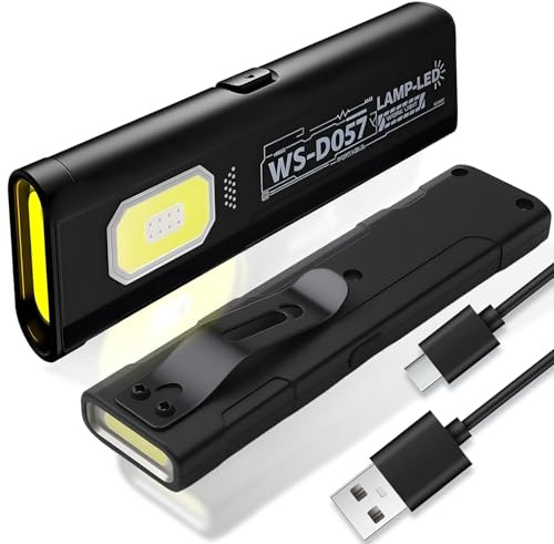 Slim EDC Flashlight, Mini Rechargeable Pocket Torch with USB-C Charging | Black Magnetic Base & Clip,Portable Lightweight LED COB Work Light for Everyday Carry,Night Walking,Camping,Work & Emergency