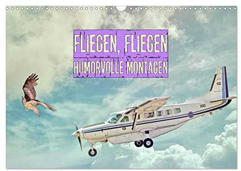 Fliegen, Fliegen - humorvolle Montagen (Wandkalender 2026 DIN A3 quer), CALVENDO Monatskalender: Flugzeuge und Vögel Spaßmontagen (CALVENDO Spass)