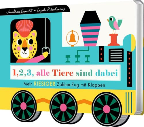 1, 2, 3, alle Tiere sind dabei: Mein riesiger Zahlen-Zug mit Klappen | Ausziehbarer Spielzug mit Rädern und den Zahlen von 1-10