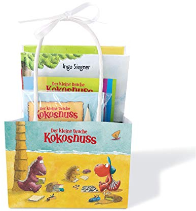 Der kleine Drache Kokosnuss - Beschäftigungstüte: Set: Buch, Rätselheft mit Bleistift, Kugel-Labyrinth und 7 Sticker