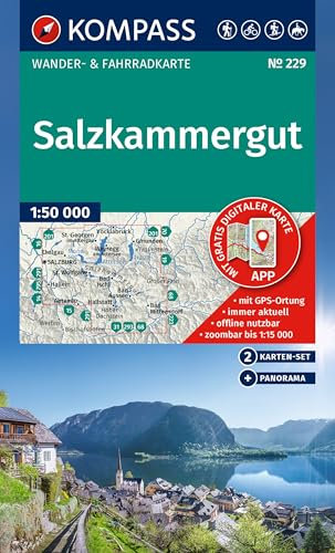 KOMPASS Wanderkarten-Set 229 Salzkammergut (2 Karten) 1:50.000: Wander- und Fahrradkarte in einem - inklusive Offline-Verwendung in der KOMPASS-App. Wander-& Radwege. Panorama. Skitouren. Langlaufen.