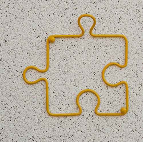 DanDiBo Designer Kleiderhaken Puzzle 20 cm Garderobe Wandhaken Haken aus Metall (Gelb)