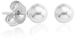 Majorica - Pendientes Lyra de Perla con Espigo de Plata de Ley - Elaborados con Plata Rodiada - Perla Blanca de 10 mm - Cierre Tipo Pincho - Joyería para Mujer