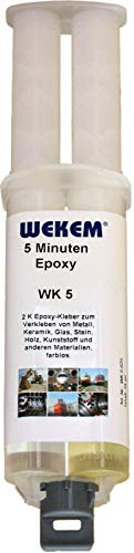 Wekem Colle rapide époxy WK-5-025 2-K 5 minutes - Double seringue de 24 ml - incolore