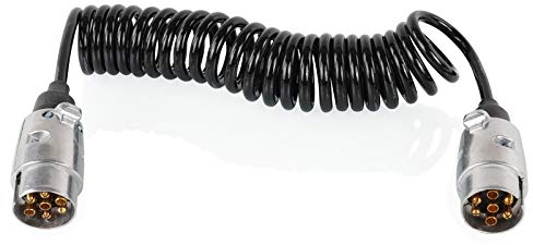 PAT Anhänger Spiralkabel 7-polig, 3,5 Meter, 2-Fach Stecker Männlich