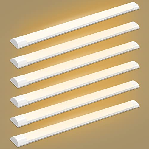 Viugreum 6 Pack 20W LED Deckenleuchte Röhre Licht 60CM, mit 2400LM in Warmweiß 3200K, 130° Abstrahlwinkel für Badzimmer Wohnzimmer Küche Garage Lager Werkstatt