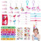 JOYUE 50 PCS Einhorn Mitgebsel Set, Einhorn Party Dekoration, Kindergeburtstag Gastgeschenke Enthalten Einhorn Armbänder, Schlüsselanhänger, Tätowierungen, Haarspangen, Lesezeichen, Slap Armbänder