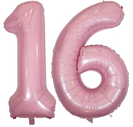 DIWULI Luftballon 16 Geburtstag XXL Rosa - Zahl 16 Ballon
