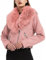 Giolshon Veste Courte en Cuir Imitation Daim pour Femmes, Vêtements D'hiver Manteau de Motard à la Mode avec col en Fourrure Amovible 8830 Rose XL