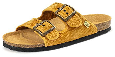 Natural World Eco - Sandalias Veganas Tintado Unisex - Algodón Orgánico - para Mujeres y Hombres a la Moda - Color Mostaza - 7001E