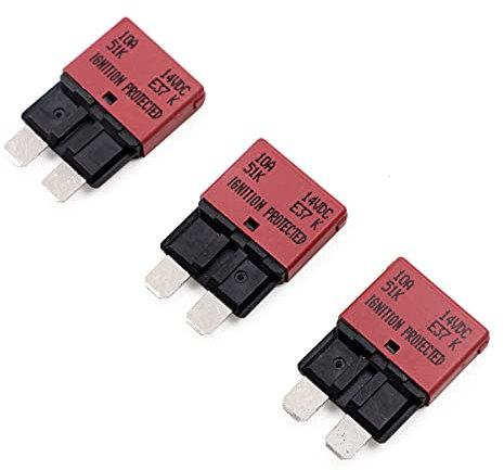 Gloaso DC 12V Sicherungsautomat 10A ATC ATO Low Profile Auto-Reset Schutzschalter 10 Amp Leistungsschalter zurücksetzbar 12 Volt für Kfz Van LKW Motorrad Solar Marine Boot, 3 Stück