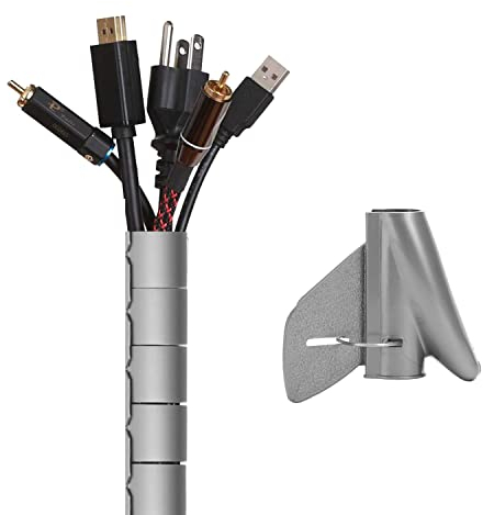 Aigostar Raccogli Cavi Flessibile e Tagliabile in Casa e Ufficio per Protezione di Neonati, Animali Domestici ed Elettricità, Lunghezza 1.5 m, Diametro 16 mm per Contenere 3-5 Cavi, Grigio