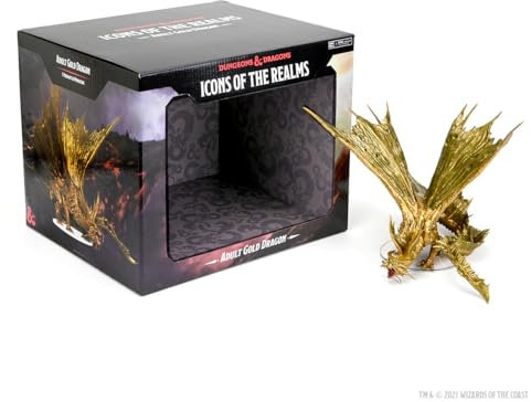 WizKids Dungeons and Dragons Icons of The Realms, Adult Gold Dragon Figure, DnD Miniatures
