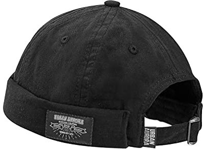 CLAPE Berretto Portuale Cotone Lightweight Breathable Docker Hat cap Cappello Uomo Senza Visiera Berretto Docker da Motociclista Cappello da Marinaio Black GD30