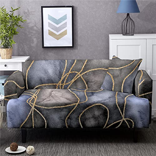 ZAHHYG Sofabezug Vintage Graublau Sofa Überzug Sofaüberwurf Stretchy Couchbezug Sofa Bezug Ecksofa Überwurf Sofabezüge Antirutsch Sofahusse Jacquard Sofaüberzug 1 Place (90cm-140cm)