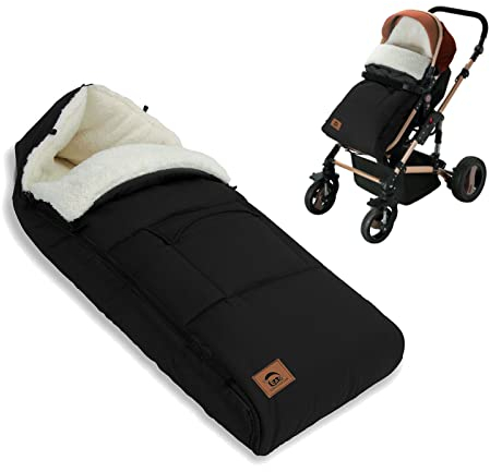 EAQ Kinderwagen Fußsack Winter, Fußsack für Kinderwagen Buggy,Baby Fußsack Schlafsack,Babyfußsack für Babyschale, passend für alle Kinderwagen (Schwarz)