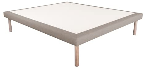 EVERGREENWEB - Sommier Tapissier avec Pieds Solide et Confortable Montage Rapide et Facile - Sommier 160x190 cm a Lattes |Cadre de lit de qualité supérieure| Revêtement Tissu Taupe