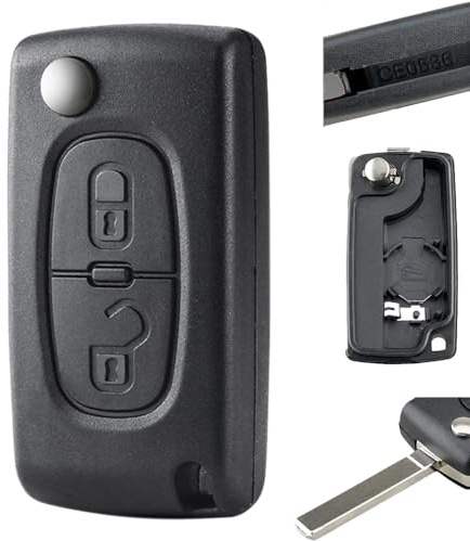 2 Buttons Flip Car Key Fob Case Shell with VA2 Blade Remote Key Cover for Citroen C2 C3 C4 C8 Picasso Dispatch Aircross Crosser, Fit Peugeot 207 307 308 807 3008 5008 Expert Partner, CE0536