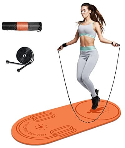 LaiEr Jump Rope Mat,Fitness Exercise Mat Knees Protection Impact Absorption Jumping Rope Mat Non-Slip for Home Gym(140cm*62cm*8mm) in Orange