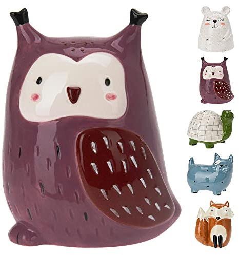 Murago - Spardose Eule - Sparschwein für Kinder Sparbüchse Jungen Mädchen Keramik Tierform Dekofigur groß Lila