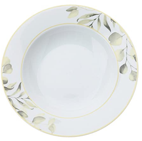 HERVIT Set due piatti fondi giallo floreale in porcellana Botanic Ø21.5cm