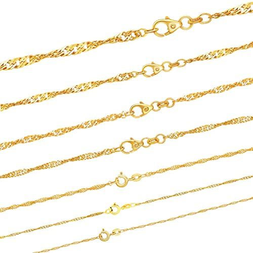 hoplo holzenplotz Singapurkette Halskette 333-8 Karat Gold Auswahl, Breite:1.0 mm, Länge:42 cm, Legierung:333-8 Karat Gold