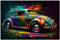 PRINTONIA Leinwand-bild 120x80cm Volkswagen VW Käfer Oldtimer Abstrakt Grafik Art Automobil Bilder Deko Dekoration Wandbild Kunstdruck