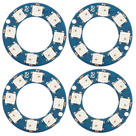 DEWIN LED-Ringlampenplatine, 4 Stück LED-Ringlampenplatine RGB Vollfarbe 8 Stück LED WS2812 5050 Chip Zur Dekoration