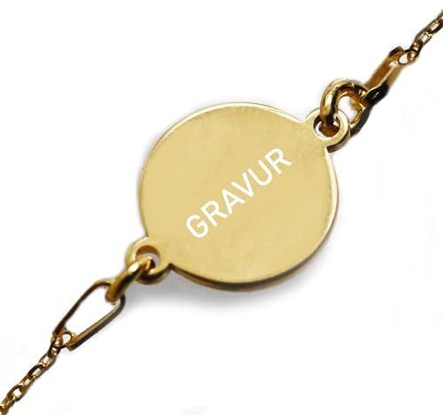 Personalisiertes Armband mit Gravur, Runde Scheibe, Vergoldetes Namensarmband für Frauen, Handschmuck