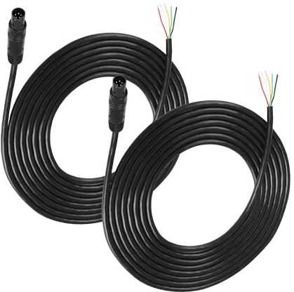 MEIRIYFA 5 Pin Dash Cam Cable Rear Camera Wire Pigtail Cable, 5 Pin Male Bare Wire Open End Rear View Backup Camera Extension Cord for Pick-up, Trucks, RV, SUV, Bus - 2Pack, 2.5M (Male)