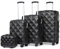 British Traveller Hartschalenkoffer Set Kosmetikkoffer-M-L-XL-Koffersets Reisegepäck-Sets TSA Schloss Koffer Trolleys Handgepäckkoffer Schwarz