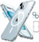 ESR für iPhone 15 Hülle Set (5 in 1), durchscheinende Matte Hülle mit Displayschutzfolie und Kameraschutz, kompatibel mit MagSafe, Militärnorm Schutz, Classic Serie, Mattiertes Blau