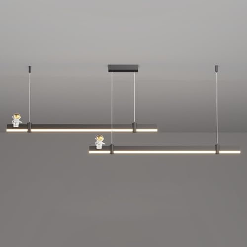 YHQSYKS Minimalismus LED-Kronleuchter, lineare Pendelleuchte, Astronauten-Dekoration, lange Kronleuchter-Beleuchtung für Esszimmer, Küche, Billardtisch, 1-Licht/2-Licht-LED-Linien-Kronleuchter 100/120
