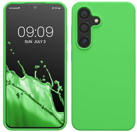 kwmobile Housse Compatible avec Samsung Galaxy S24 Coque - Housse de téléphone Protection Souple en TPU Silicone - Vert néon