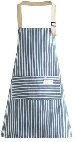 OAAO 1 piece striped apron, apron with pockets, apron, baking apron, long sleeve apron for painting, cooking.