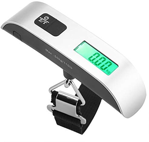 WOHPNLE Tragbare Digitale Kofferwaage, ABS Gepäckwaage Travel mit Hinterleuchtet LCD-Display, Tragbare Hängewaage, Digitale Handwaage mit Haken, 50 Kg Kapazität Gepäckgewichtswaage für Reisende