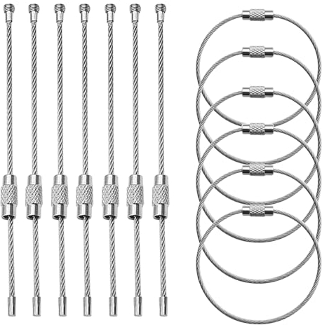 WLUOS 50 Stück 15 cm Schlüsselring Drahtseil Delstahldraht Schlüsselbund Multifunktionale Draht Schlüsselanhänger mit Drehverschluss für Gepäckanhänger Sport und Reise Schlüsselringe Tags