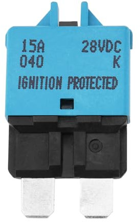 ECSiNG 15A Flachsicherungs-Leistungsschalter mit Manueller Reset-Funktion für Automobile, LKW, Boote & mehr - 1-28 V, 15 A, Kunststoff, Chassis Mount, Standard, Manueller Reset