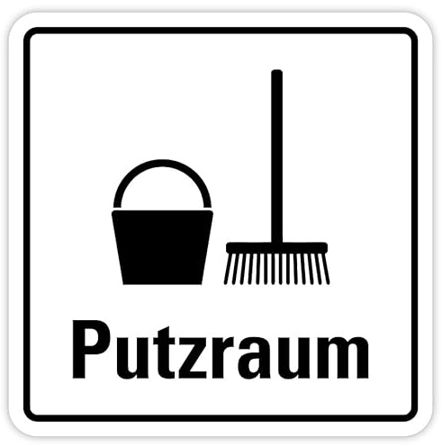 Aufkleber Hinweis Reinigung „Putzraum“ Sauberkeit Besen Symbol Folie selbstklebend | 5-30cm Made in Germany, Größe: 5x5cm